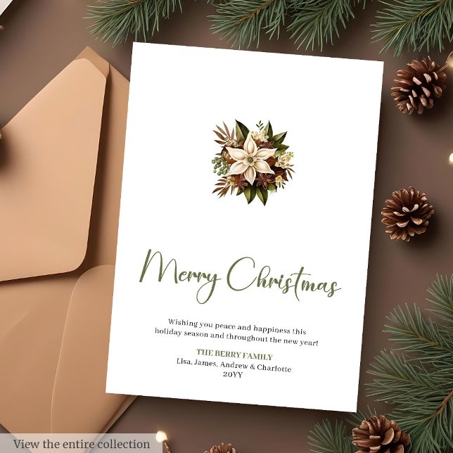 Cartão De Festividades Custom Watercolor Botanical Christmas Greeting  (Custom Watercolor Botanical Christmas Greeting Card

)
