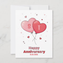 Cartão De Festividades Custom Watercolor Heart Couple Anniversary Card