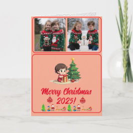 Cartão De Festividades Customisable 2 Photo Traditional Folded Xmas