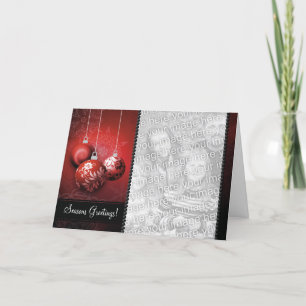 Cartão De Festividades Customisable Christmas Card Template - Red Baubles