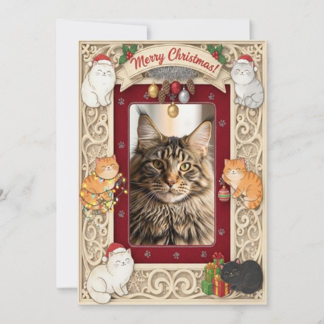 Cartão De Festividades Customizable Christmas Card for Cat Lovers  (Frente)