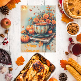 Cartão De Festividades Customizable Vintage Style Thanksgiving Greeting