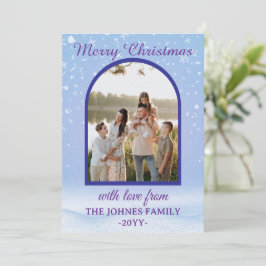 Cartão De Festividades Customized Purple Merry Christmas Photo 