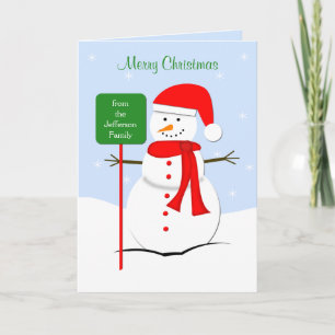 Cartão De Festividades Customized Snowman Christmas Greeting Card