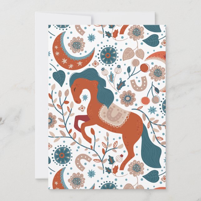 Cartão De Festividades Cuta de Cavalo Escandinavo (Frente)