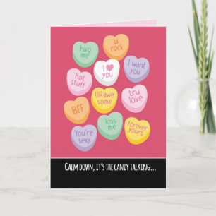 Cartão De Festividades Cute and Funny Candy Hearts Valentine's Day