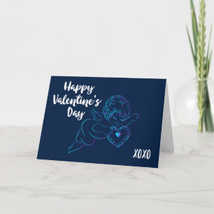 Cartão De Festividades Cute Angel Cherub segurando um Namorados de rendas