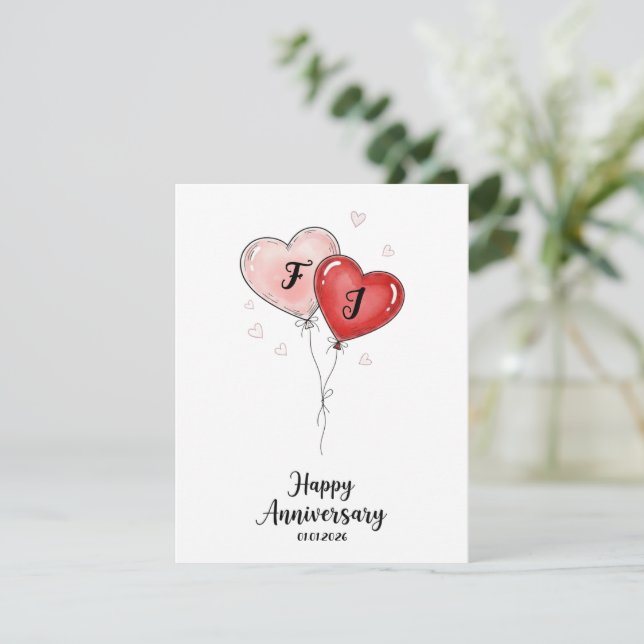 Cartão De Festividades Cute Anniversary Card Personalized Couple Gift (Em pé/Frente)