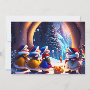 Cartão De Festividades Cute anões esperam a véspera de Natal