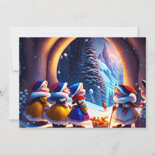 Cartão De Festividades Cute anões esperam a Véspera de Natal