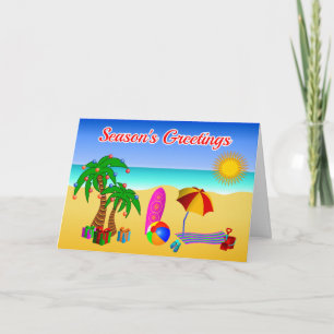 Cartão De Festividades Cute Aussie Beach Scene Australian Christmas Cards