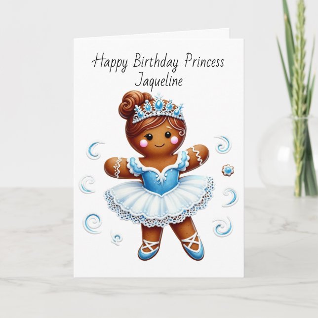 Cartão De Festividades cute ballerina gingerbread girl birthday Card (Frente)