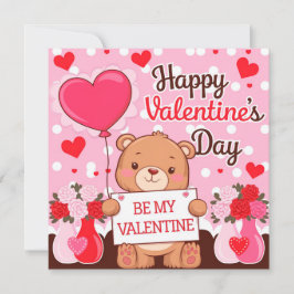 Cartão De Festividades Cute bear be my valentine