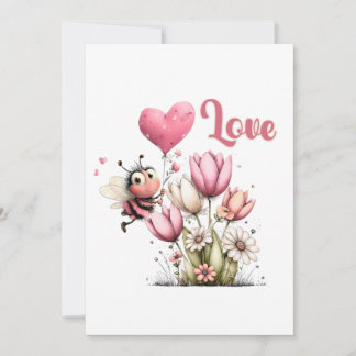 Cartão De Festividades Cute Bee Amor Coração & Floral 