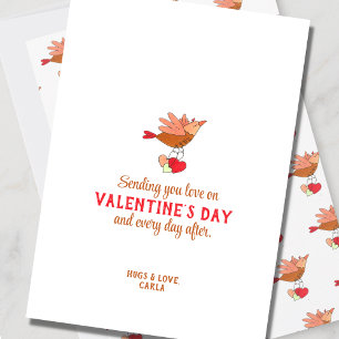 Cartão De Festividades Cute Bird Flying Valentine's Day Holiday Card