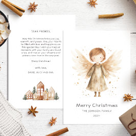 Cartão De Festividades Cute Boho Beige Christmas Baby Angel
