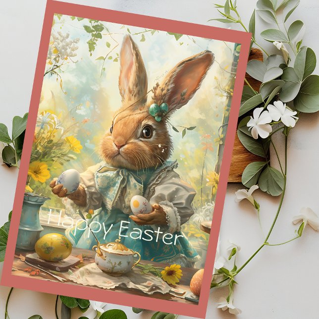 Cartão De Festividades Cute Bunny Easter Eggs (Criador carregado)