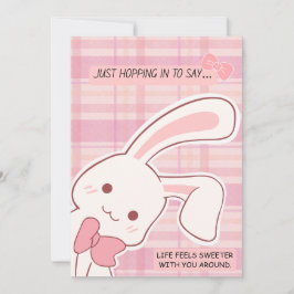 Cartão De Festividades Cute Bunny Pink Greeting