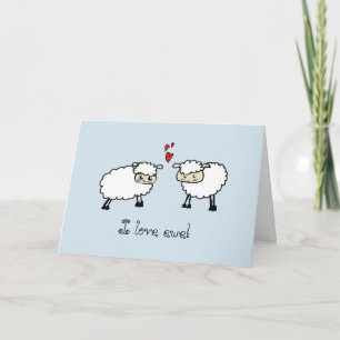 Cartão De Festividades Cute cartoon sheep love card