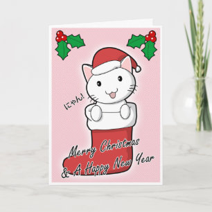 Cartão De Festividades Cute cat Christmas card