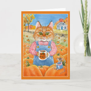 Cartão De Festividades Cute cat mouse pumpkin spice