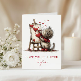 Cartão De Festividades Cute Cat Valentine’s Day Card – Love You Fur-ever