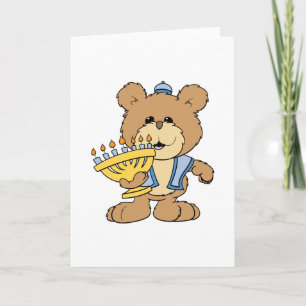 Cartão De Festividades cute Chanukah hanukkah Menorah teddy bear