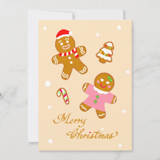 Cartão De Festividades Cute Chic Christmas Gingerbread Flat Holiday Card (Frente)