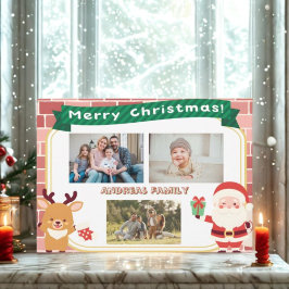 Cartão De Festividades Cute Christmas 3 Photo Collage Holiday Card 2025