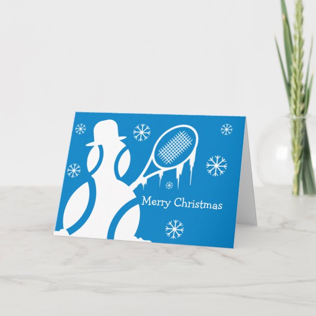 Cartão De Festividades Cute Christmas card for tennis players - snowman (Frente)