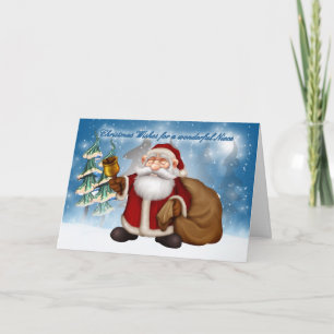 Cartão De Festividades Cute christmas card with santa ringing bell