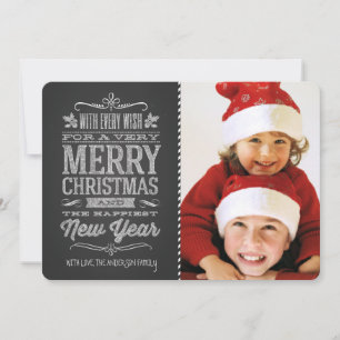 Cartão De Festividades Cute Christmas Chalkboard Photo Template Card