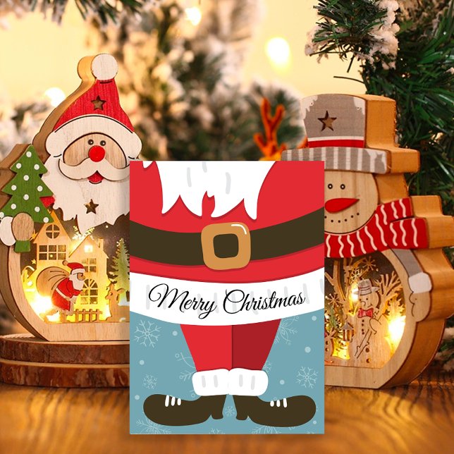 Cartão De Festividades Cute Christmas Cheer Santa Suit Flat (Criador carregado)