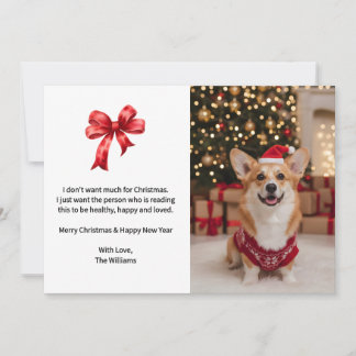 Cartão De Festividades Cute Christmas Corgi Dog Custom Photo