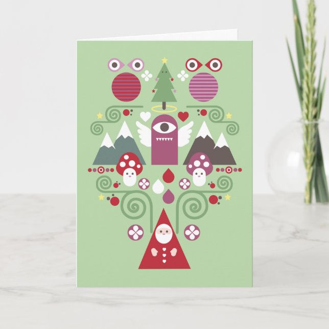 Cartão De Festividades Cute Christmas Greeting Card - green (Frente)