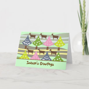 Cartão De Festividades Cute Christmas Trees And Deer Cards