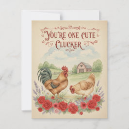 Cartão De Festividades  Cute Clucker Vintage Chicken Valentine's Card