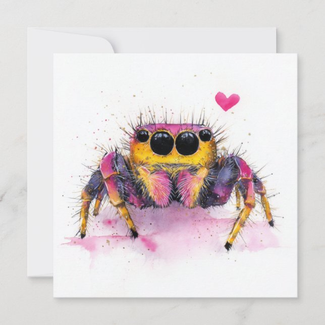 Cartão De Festividades Cute Colorful Jumping Spider Greeting Card (Frente)