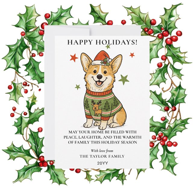Cartão De Festividades Cute Corgi Ugly Reindeer Sweater Christmas (Cute Corgi Ugly Reindeer Sweater Christmas Holiday Card
)