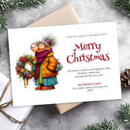 Cartão De Festividades Cute Crazy Woman Christmas Greeting Custom Card