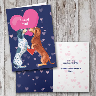 Cartão De Festividades Cute Dachshund Dogs in Love Valentine