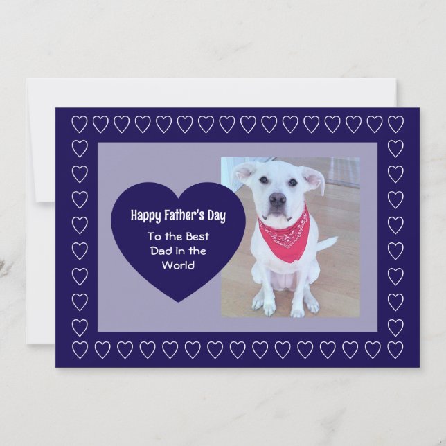 Cartão De Festividades Cute Dog Dark Blue One Photo Heart Father's Day (Frente)