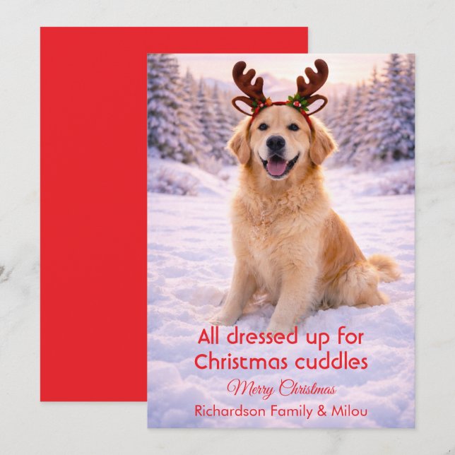 Cartão De Festividades Cute Dog with Christmas Funny Quote | Holiday Card (Frente/Verso)