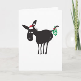Cartão De Festividades Cute Donkey com MistletoFeliz Kissmyass