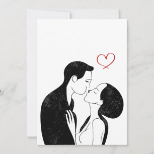 Cartão De Festividades Cute Doodle Amor Coração Casal Romântico Beijo