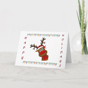 CARTÃO DE FESTIVIDADES **CUTE E GOOFY REINDEER** DIZ NATAL DE MERCADORIAS