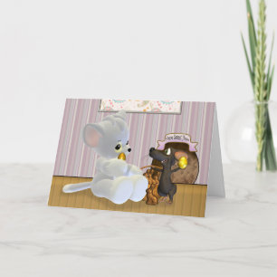 Cartão De Festividades Cute Easter card, with cat and mouse
