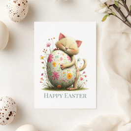 Cartão De Festividades Cute Easter Cat Flat Greeting Card