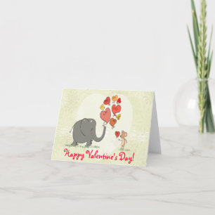 Cartão De Festividades cute elephant and mouse valentine love vector II