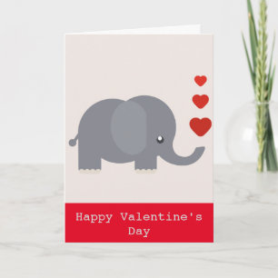 Cartão De Festividades Cute elephant with hearts whimsical love